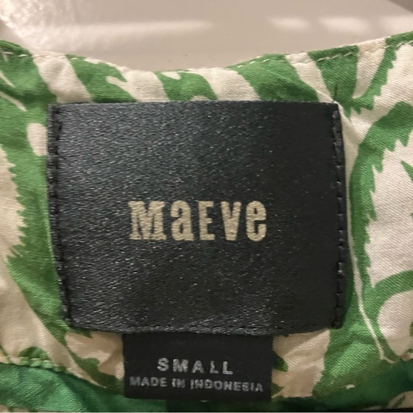 Anthropologie Maeve Top Green Paisley 3/4 Sleeve Tunic Blouse V Neck Shirt Small - Picture 4 of 5